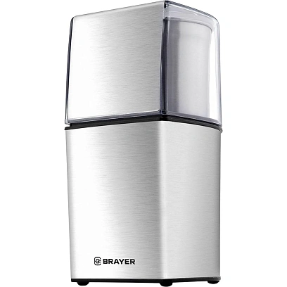 Кофемолка BRAYER BR1181, 2 ножа для мяг. и твер., 70 г.,Мощн. 200 Вт, нерж