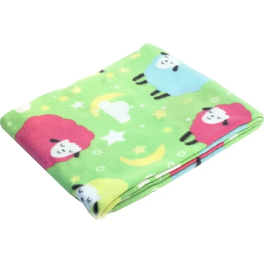 Плед флис , 130 X150 см, 120 гр/м2 , Барашки на салатовом