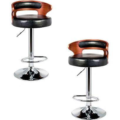 Стул барный LO_DOBRIN FRED LMZ-1018-N черный/коричневое дерево,хром 2шт/уп