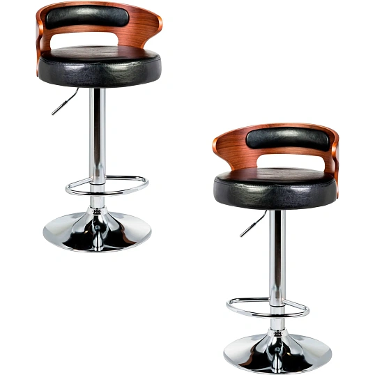 Стул барный LO_DOBRIN FRED LMZ-1018-N черный/коричневое дерево,хром 2шт/уп