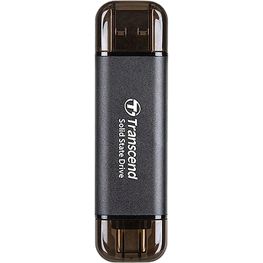 Портативный SSD Transcend 256Gb, USB 10Gbps, Type-C/Type-A, Черный