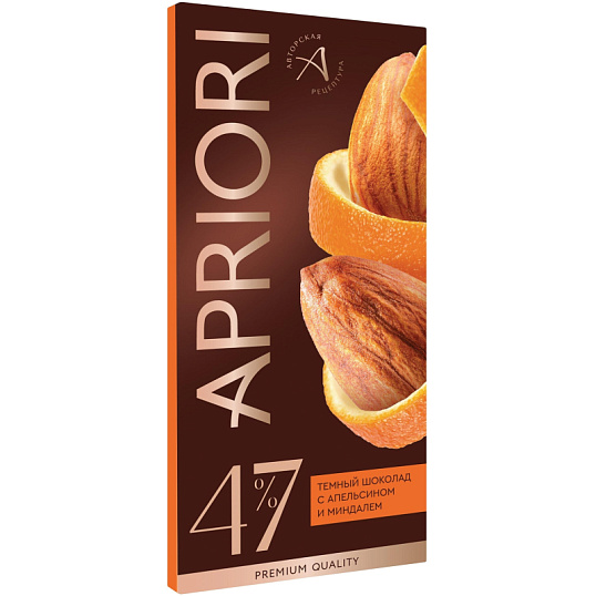 Шоколад Apriori темный, с апельсином и миндалем, 85г