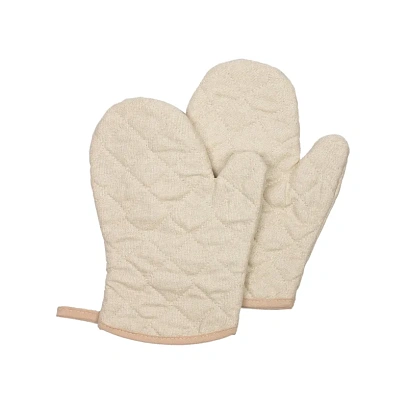 Набор кух. (рукавица стег.18х28см -2шт), рогожка, 160г/м2, Рант бежевый