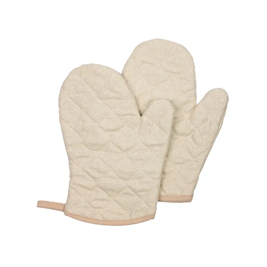 Набор кух. (рукавица стег.18х28см -2шт), рогожка, 160г/м2, Рант бежевый
