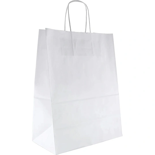 Пакет бумажный 220х120х250 мм, 80 гр/м2,с круч. ручками, белый, 250 шт/уп