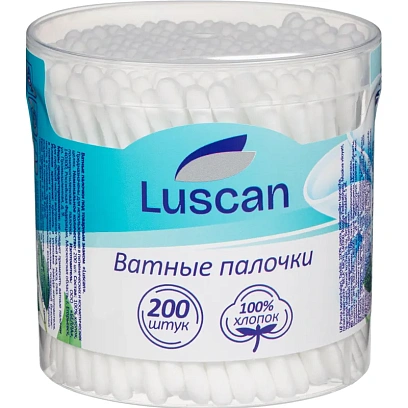 Палочки ватные Luscan стакан 200шт/уп