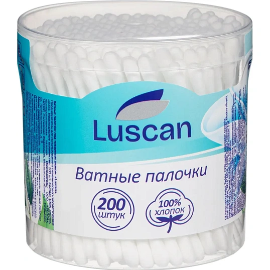 Палочки ватные Luscan стакан 200шт/уп