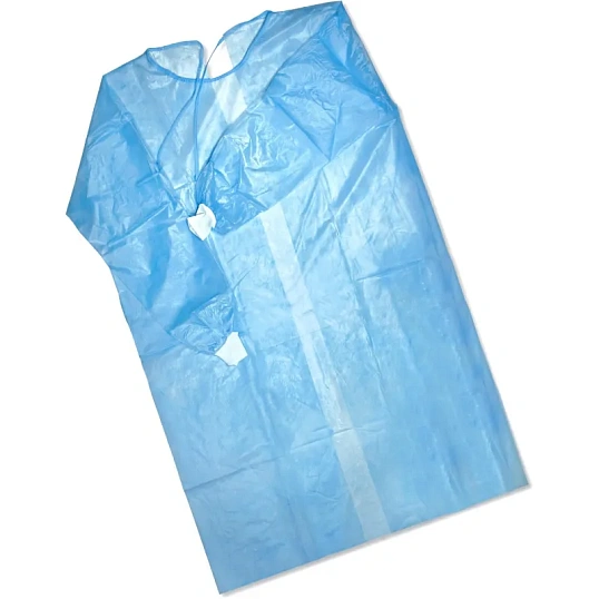 Халат н/с , на завязк, рук.манж, дл.110см, XXL,пл 25, голуб, 10 шт/уп