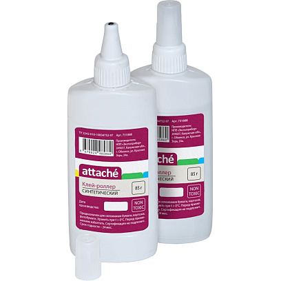 Клей канцелярский Attache 85 мл, синтетический, металлический роллер