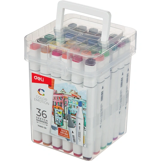 Набор маркеров для скетчинга Deli E70801-36 36цв/наб. двухстор