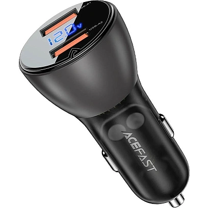 Зарядное устройство ACEFAST B7 metal  45W USB-A+USB-A,автомоб,черн/полупроз