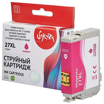 Картридж струйный Sakura C13T27134022 27XL M вод.пур. для Epson WF-7110DTW