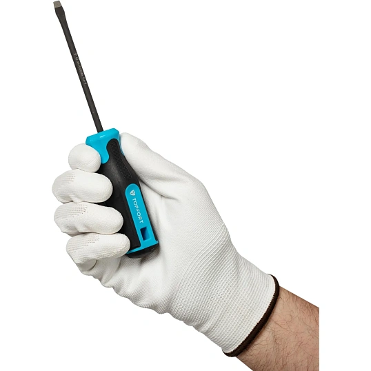 Перчатки защитные TOPFORT нейлоновые с п/у покрытием белые р. 7 (S)