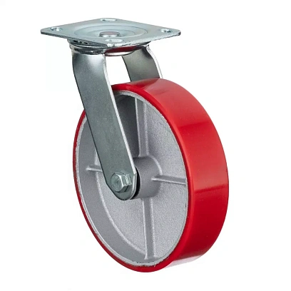 Колесо большегр. полиуретан. SCP 80 200 мм (поворот.,площадка, роликоподш.)