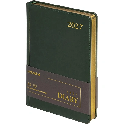 Ежедневник датированный 2027 Attache А5 168л 143x210 зелен(золотистый срез)