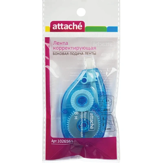 Корректирующая лента Attache 5ммх8м, боковая подача цвет корпуса в ассорт