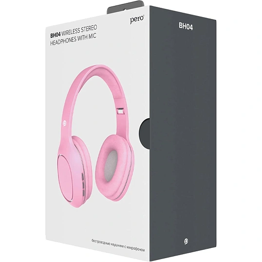 Наушники Pero BH04 Pink, bluetooth, полноразмерные
