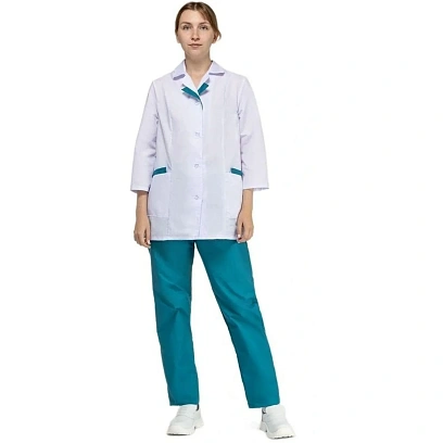 Костюм жен (куртка, бр) м01 бел/бирюз 80-84/158-164