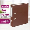 Папка-регистратор 75мм Attache А4, коричневая, тиснение кожа, метал угол