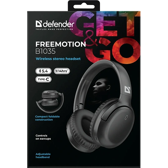 Наушники Defender FreeMotion B1035 черный, Bluetooth