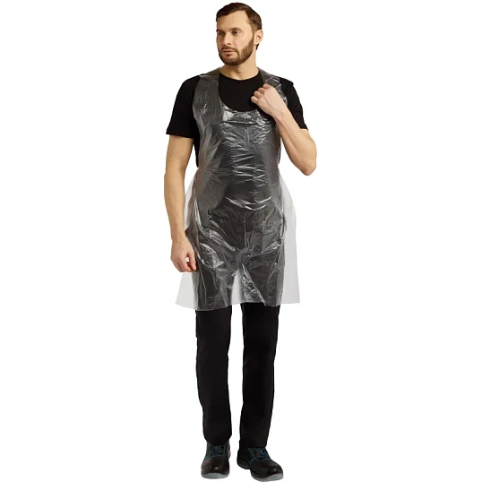 Фартук одноразовый ПНД 68x110см белый 6мкр 100шт/уп