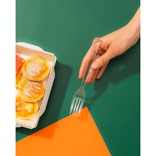 Вилка одноразовая Комус прозрачная, 18 см, ПС 50шт./уп