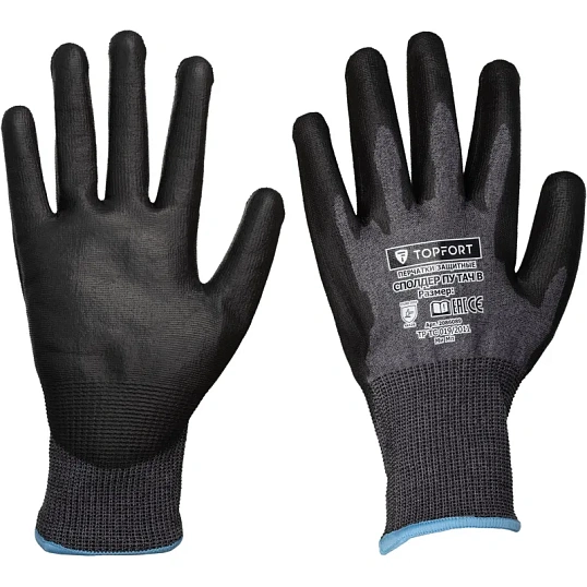 Перчатки защитные от порезов TOPFORT Сполдер ПУ Тач B с ПУ покрытием р.11