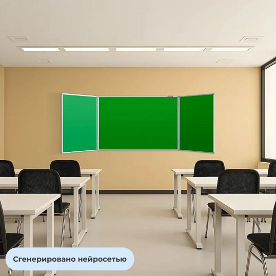 Доска меловая - магнитная зеленая 100х300 2-створ. Россия