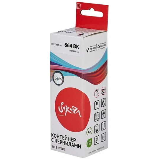 Чернила Sakura C13T66414A (664 BK) чер.для Epson L100/200/300