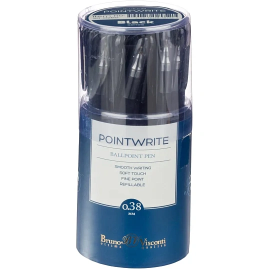 Ручка шариковая неавтомат. BV PointWrite Black 0,38мм синяя 20-0265
