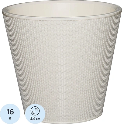 Горшок д/цветов Velvet D330мм, 16л на колесиках (светло-беж),221600525