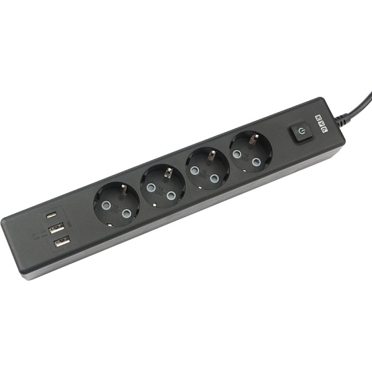 Удлинитель Power Cube, 4р/1.9м выкл.,3USB, 3.5кВт,16А,,3x1,0 черн(PC-7B-2M)