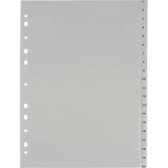 Разделитель листов 20л. цифровые пластик.Комус