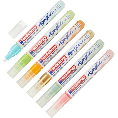 Набор акриловых маркеров Edding кругл.нак. 2-3 мм,  6 шт в наборе