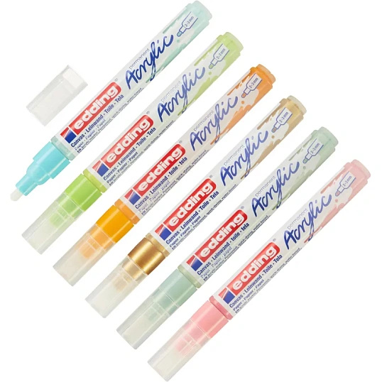 Набор акриловых маркеров Edding кругл.нак. 2-3 мм,  6 шт в наборе