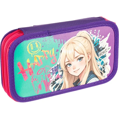 Пенал двухсекционный большой тканевый торец ПО-090, МИЛАЯ БЛОНДИНКА 2025