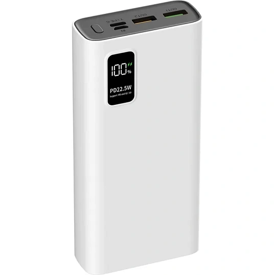Внешний аккумулятор PERO PB06 20000 mAh,Li-Pol,output USB-C + 2USB-A,белый