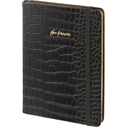 Ежедневник недатированный черный, рептилия, А5 136 л., ATTACHE