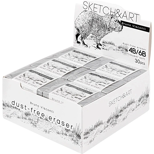 Ластик художественный Bruno Visconti SKETCH&ART 4B/6B, серый, 42-0087