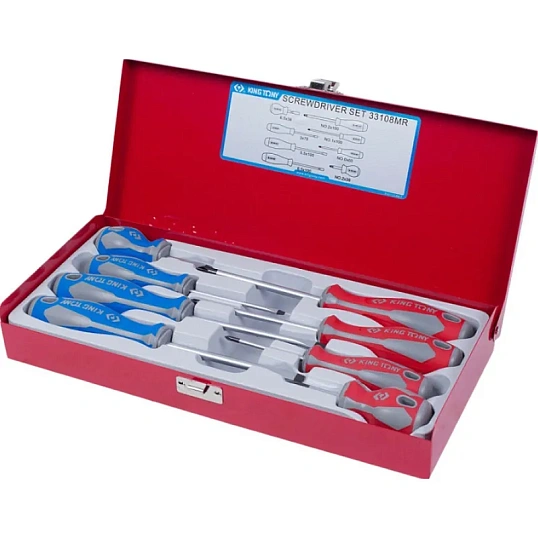 Набор отверток в металлическом кейсе, 8 предметов KING TONY, 33108 МR
