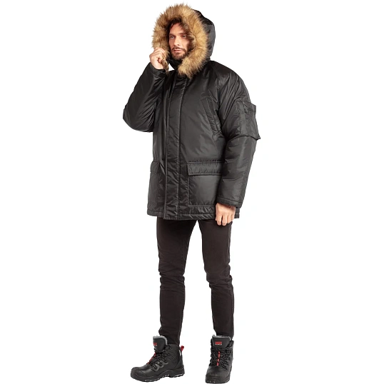 Куртка зимняя муж Аляска з66-КУ удлиненная черн (р.60-62)170-176