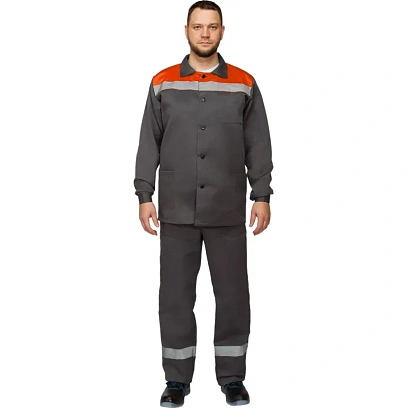 Костюм рабочий летний муж. л16-КПК с СОП сер/оранж (р.52-54) 182-188