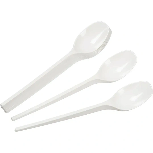 Ложка одноразовая чайная  125мм, белая, КОМУС ПС 100 шт/уп