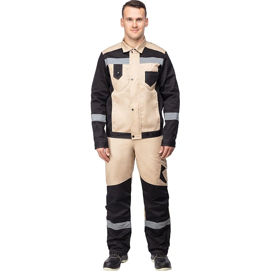 Костюм лет муж (куртка, бр) л21 беж/чер 88-92/170-176