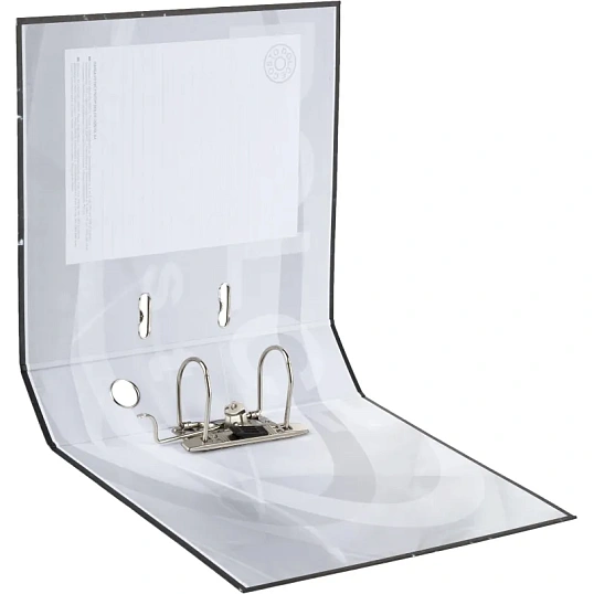 Папка-регистратор А4, 75мм мрамор, черный, б/метал. уголка