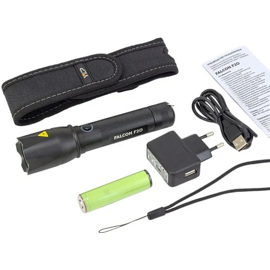 Фонарь ЯРКИЙ ЛУЧ F20 Falcon CREE XP-L HI, 3 режима, аккум