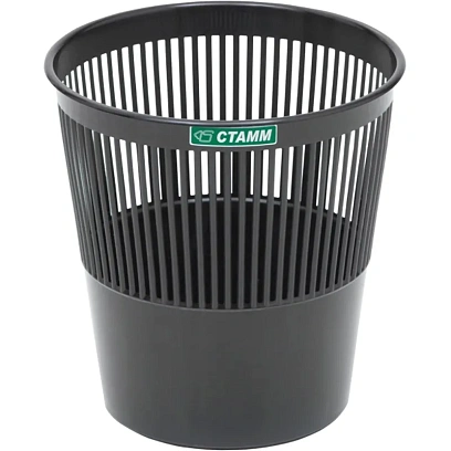 Корзина для мусора офисная 9л пластик, черная СТАММ КР21