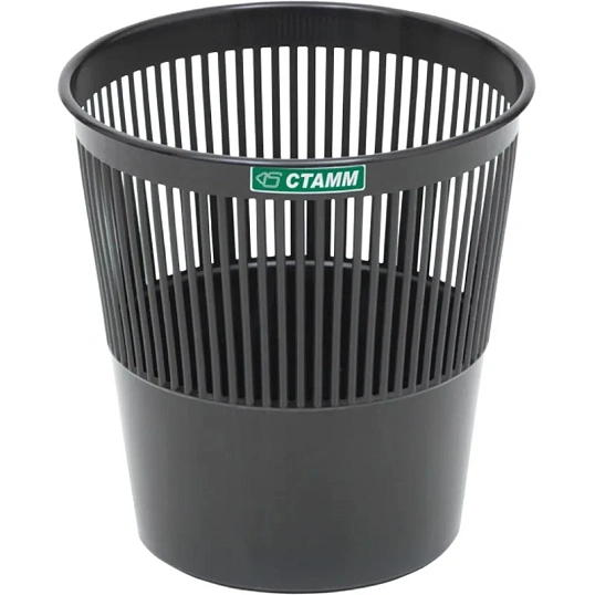 Корзина для мусора офисная 9л пластик, черная СТАММ КР21