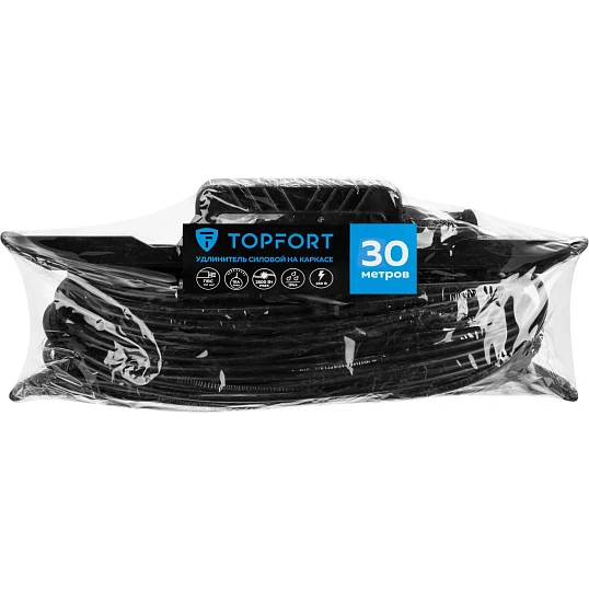 Удлинитель Topfort каркас ПВС 2х1 кв.мм 30м 6А 1 гнездо б/з.,с/заг.,IP44