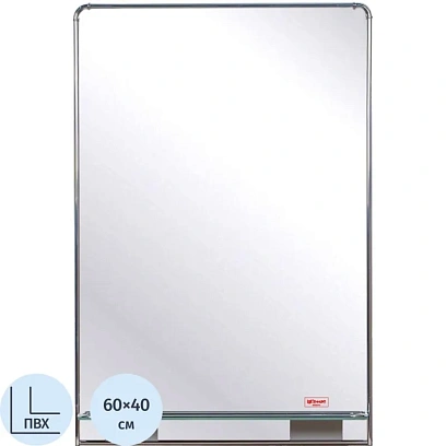 Зеркало МГЛ_настенное Комус Мебель 32Р2 (400x600) рама ПВХ серебро,1 полка